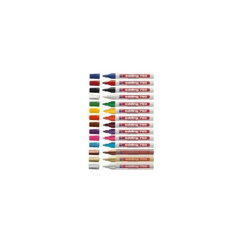 Edding 750 - Schwarz - Braun - Gold - Grün - Orange - Pink - Rot - Silber - Violett - Gelb - Weiß (4-750-9-999) afbeelding 1