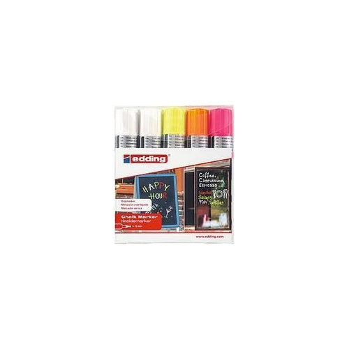 Edding 4090 Kreidestift Grau - Orange - Pink - Weiß - Gelb Block 5 Stück(e) (4-4090-5999) afbeelding 1