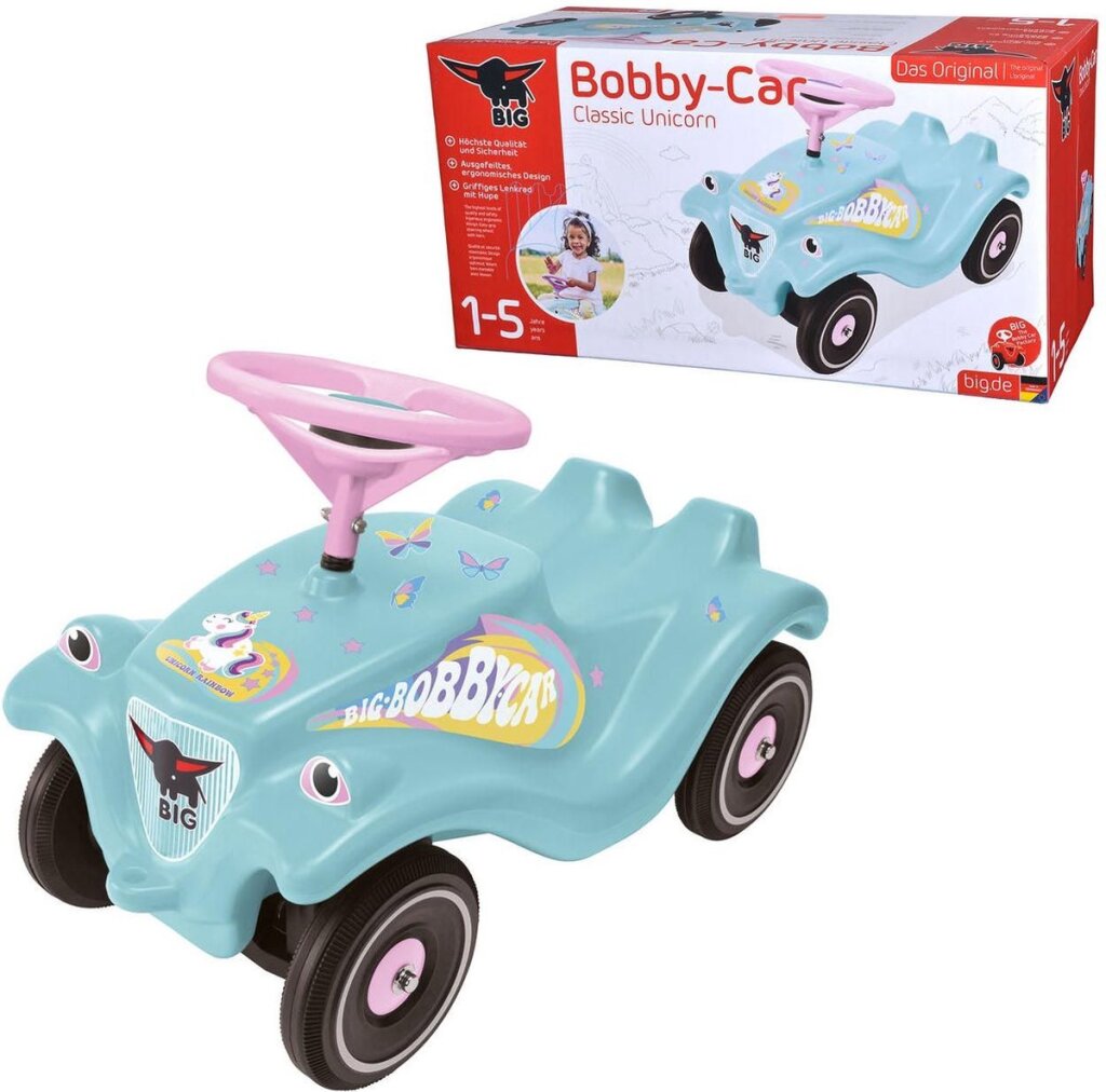 BIG Bobby Car Classic Unicorn Ride-on Car Pastel Design for Children 12 Months+
