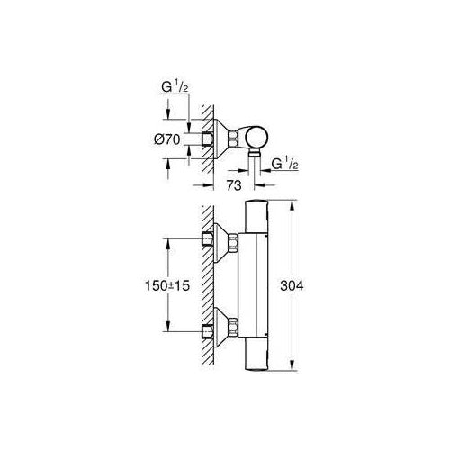 Mitigeur thermostatique douche - GROHE Precision Start - Noir mat - Economie d'eau afbeelding 4