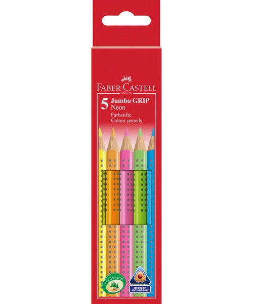 Faber Castell FC-110994 Kleurpotlood Jumbo GRIP Etui 5 Kleuren afbeelding 1