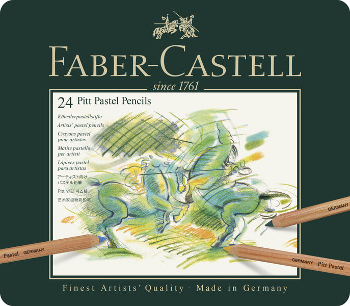Faber-Castell FC-112124 Pastel Pencil Set in Metal Case - 24 Pieces