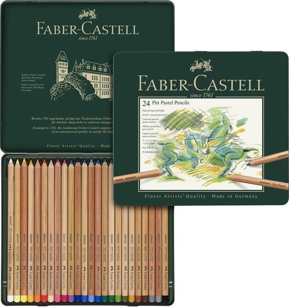 Faber-Castell FC-112124 Pastel Pencil Set in Metal Case - 24 Pieces