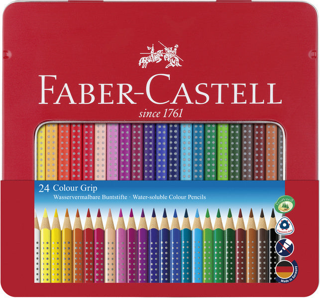 Faber-Castell Colored Pencil Set 24 Pieces Ergonomic Triangular Shape Metal Case FC-112423