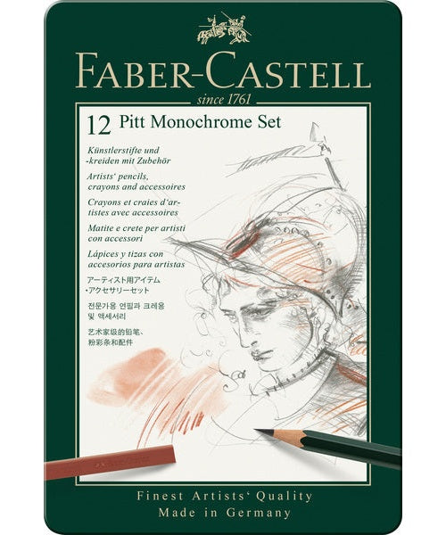 Faber Castell FC-112975 Pitt Monochrome Set Faber-Castell 12-delig Medium afbeelding 2