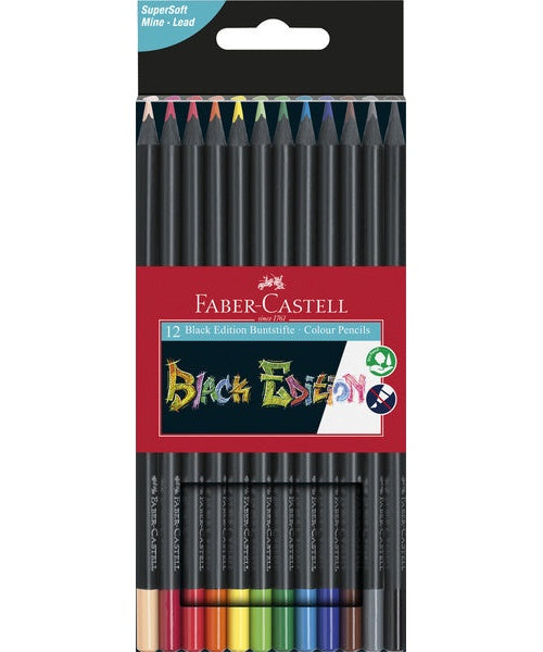 Faber Castell FC-116412 Kleurpotloden Black Edition In Etui 12 Stuks afbeelding 1