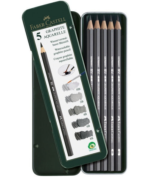 Faber Castell FC-117805 Aquarelpotlood Faber-Castell Graphite Etui A 5 Stuks afbeelding 1