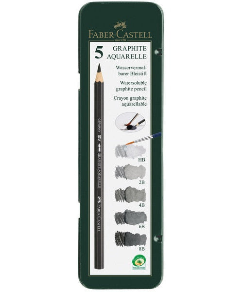 Faber Castell FC-117805 Aquarelpotlood Faber-Castell Graphite Etui A 5 Stuks afbeelding 2