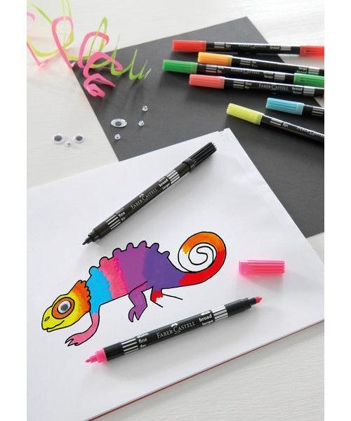 Faber Castell FC-151109 Viltstiften Duo Neon Kleuren In Etui 10 Stuks afbeelding 4