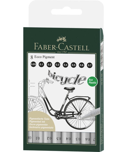 Faber Castell FC-166008 Tekenpen FC Ecco Pigment 8st. Lijn Breedtes 0.05 - 0.7 Mm afbeelding 1