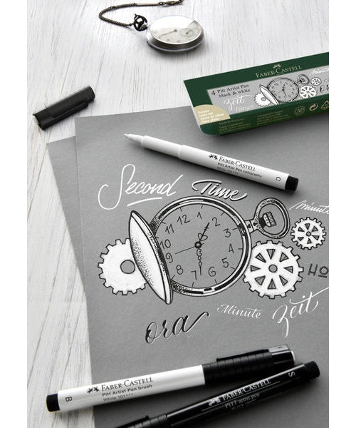 Faber Castell FC-167151 Tekenstift Faber-Castell Set Pitt Artist Pen Zwart En Wit afbeelding 3