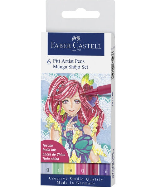 Faber Castell FC-167155 Tekenstift Faber-Castell Pitt Artist Pen Manga 6-delig Etui Shôjo afbeelding 1