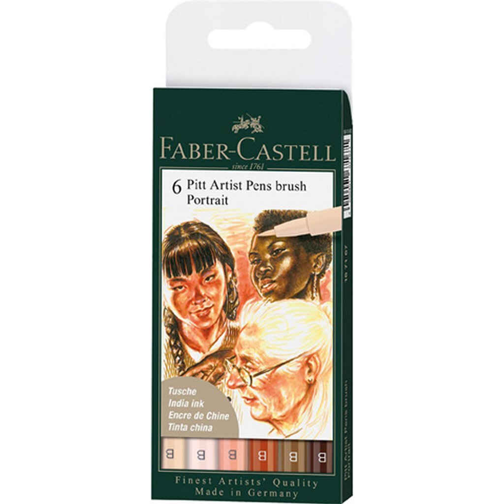 Faber Castell Pitt Artist Pens Brush Portrait 6 Pieces FC-167167