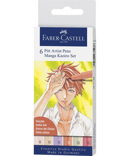 Faber Castell FC-167168 Tekenstift Faber-Castell Pitt Artist Pen Manga 6-delig Etui Kaoiro afbeelding 1