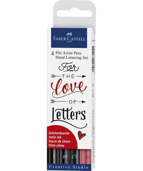 Faber Castell FC-267115 Tekenstift Faber-Castell Pitt Artist Pen Handlettering 4-delig Etui Zwart afbeelding 1