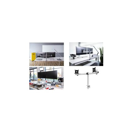 DURABLE - Befestigungskit - einstellbarer Arm - für 2 Monitore - Aluminium, hochwertiger Kunststoff - Silber - Bildschirmgröße: 53,3-68,6 cm (21"-27") - Klemmmontage, Tischmontage (508523) afbeelding 1