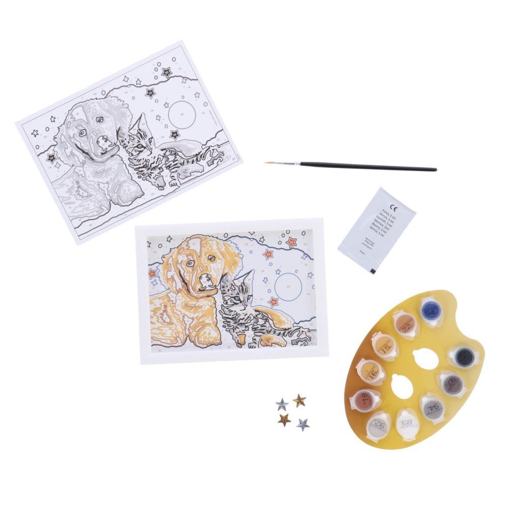 Ravensburger CreArt Paint by Numbers Dog and Cat Glitter 18 x 13 cm