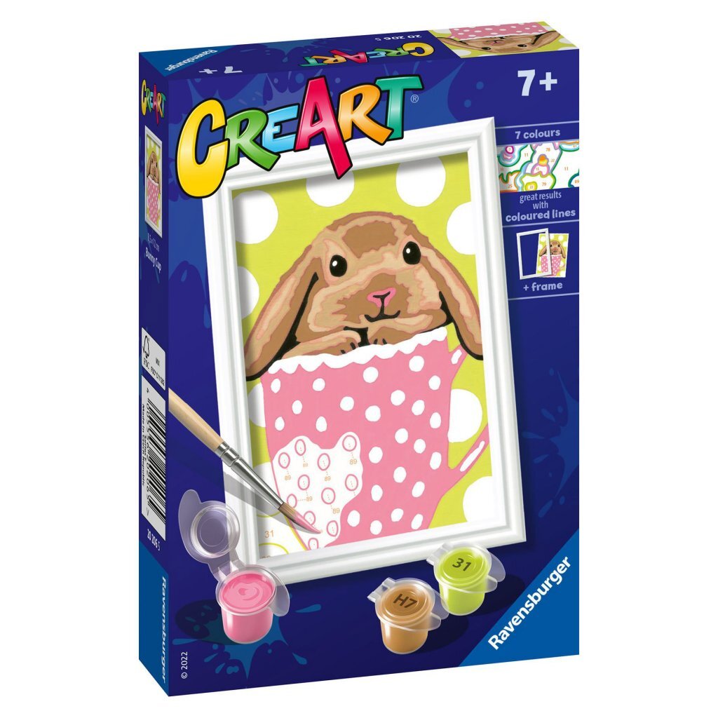 Ravensburger CreArt Paint by Number Bunny in a Cup - 7 Colors - Suitable for Ages 7+