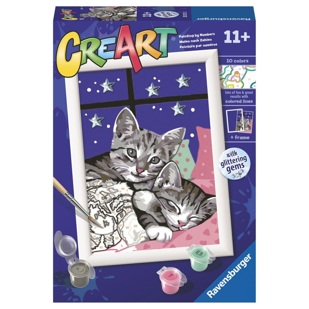 Ravensburger CreArt Paint by Numbers Sleeping Cats Glitter - Suitable for Ages 11+