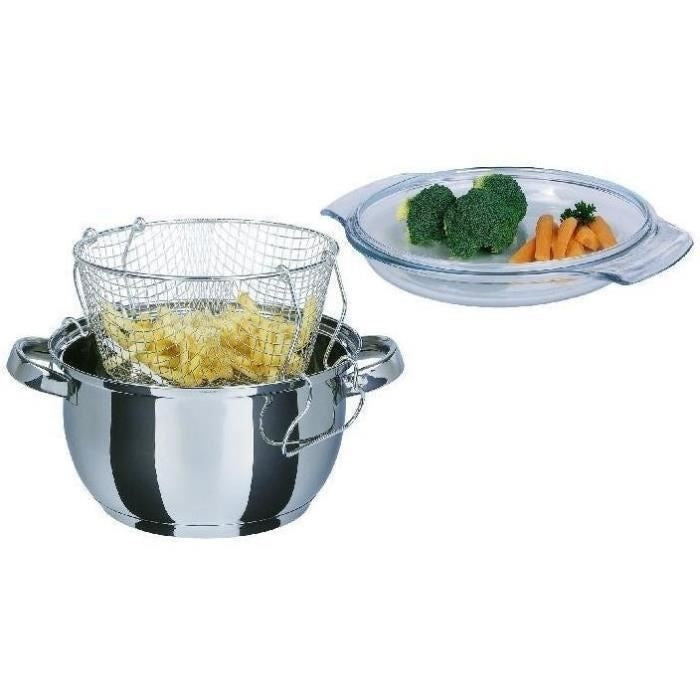 Friteuse - GSW - 488204 - Induction - 22 cm - Couvercle en verre - Acier inoxydable afbeelding 1