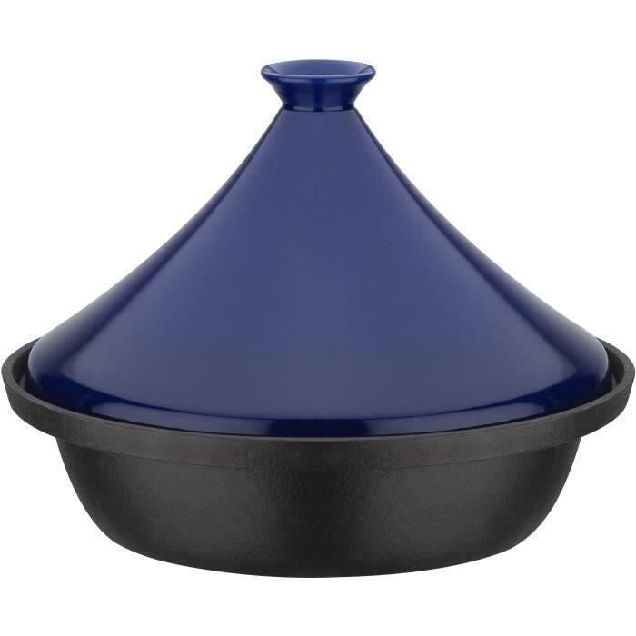 Tajine fonte massive - GSW - 30 x 22 cm - Couvercle céramique - Induction - Bleu afbeelding 1