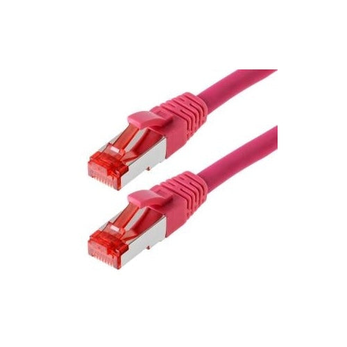 Helos - Patch-Kabel - RJ-45 (M) zu RJ-45 (M) - 30 m - SFTP, PiMF - CAT 6 - halogenfrei, geformt, ohne Haken - Magenta afbeelding 1