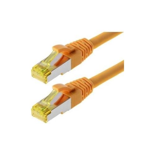 Helos Patchkabel S/FTP Cat 6a gelb 30,0m - Twisted Pair, doppelt geschirmt, 4 x 2 x AWG 27 - Vollkupfer Patchkabel mit schmalem Knickschutz inkl. Längenbezeichnung - PimF geschirmte Cat6a Kabel, halogenfrei, 10GBE geeignet und PoE-fähig - h afbeelding 1