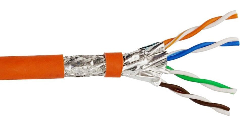 Helos Verlegekabel High Quality,Cat.7 Rohkabel, S/FTP, PiMF, LSZH, orange, 500m Trommel -Cat.7 Rohkabel, 600MHz - paarweise und Gesamtabschirmung (PimF) - 4 x 2 x AWG 23/1 - Außendurchmesser: ca. 7,6mm - halogenfrei (LSZH) - Farbe: orange - afbeelding 1