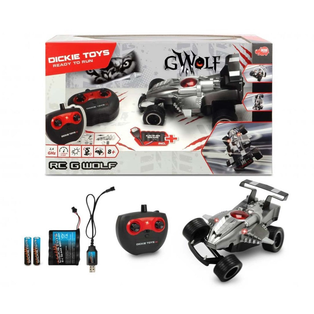 Dickie Toys RC G-Wolf Race Car with Lights - Silver/Black
