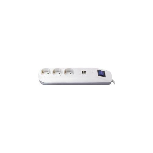 REV 0014348100 Steckdosenleiste mit Schalter 3fach Weiß-Grau Schutzkontakt (0014348100) afbeelding 1