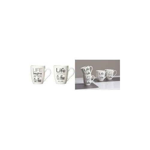 Ritzenhoff & Breker Kaffeebecher LIFE SPRÜCHE, 310 ml aus Porzellan, spülmaschinengeeignet, 2 Motive sortiert, - 6 Stück (421606) afbeelding 1