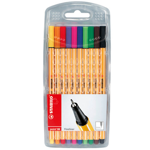 Stabilo Fine-tip Pen Point 88 - 10 Pieces, Classic Design, Water-Based Ink
