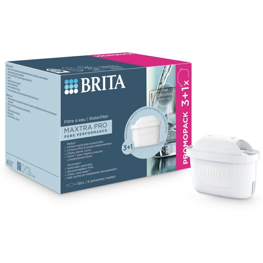 Brita Maxtra Pro 3-in-1 Water Filter - 4 Pieces for Cleaner Water