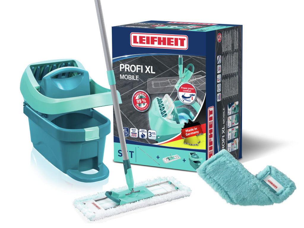Leifheit 55167 Profi Floor Wiper XL 42 cm Complete System with Wheels Micro Duo + Static Plus