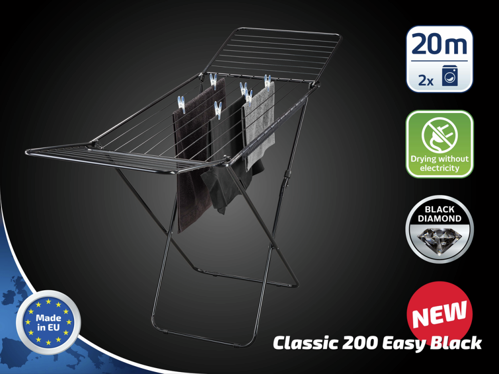 Leifheit Classic 200 Easy Drying Rack Black 20 m 81696