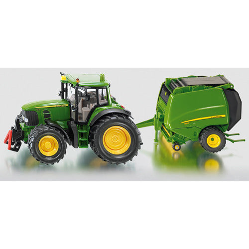 Siku John Deere 7530 Tractor with Baler Trailer Diecast Model