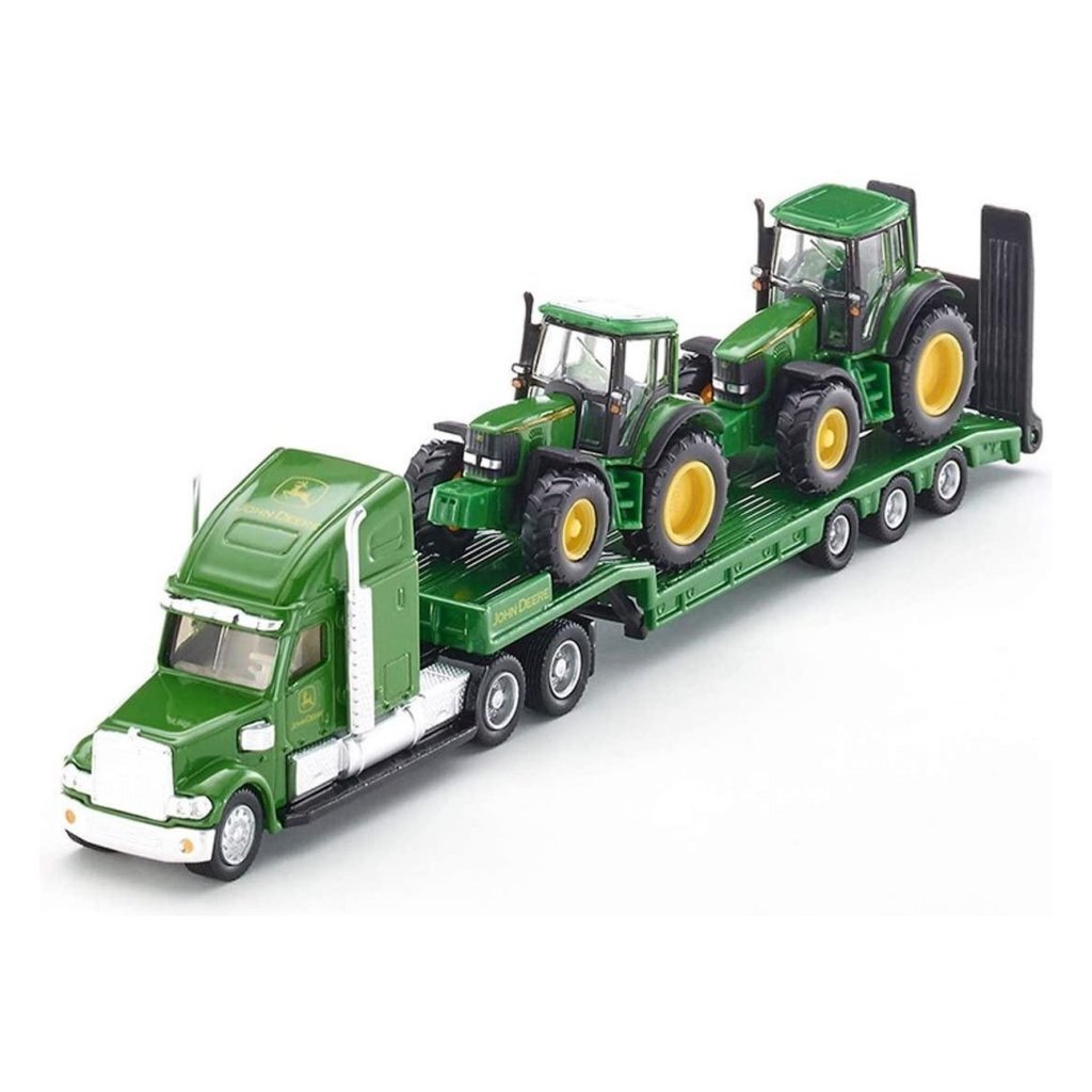 Siku Low Loader with John Deere Tractors 1:87 - Metal/Plastic - Green - Model 1837