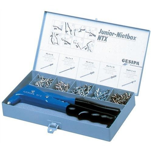 GESIPA Blindnietset m.Zange NTX 2,4-5mm 350tlg. Gr.275x145x40mm GESIPA i.Blechkoffer (7541023) afbeelding 1