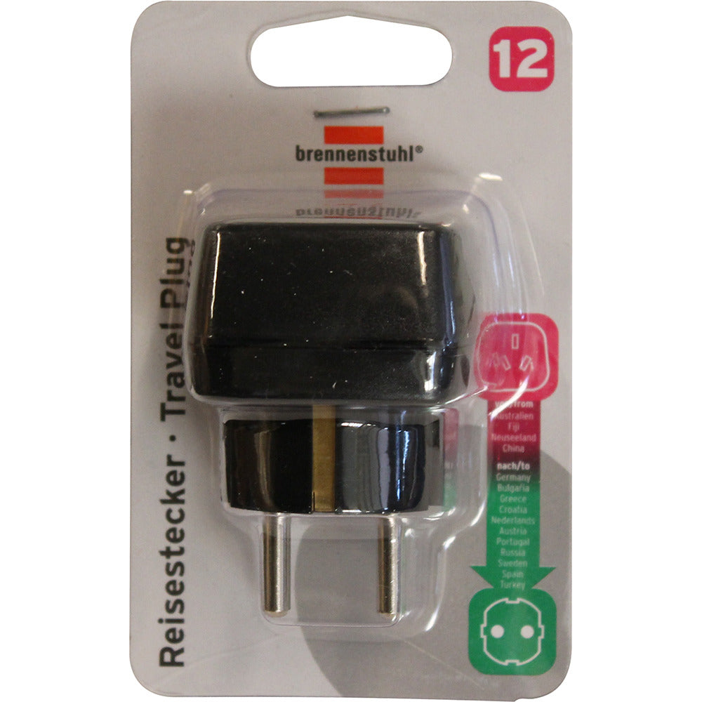 Brennenstuhl Travel Adapter Grounded AUS>NL - 10A/250V with Child Safety Lock