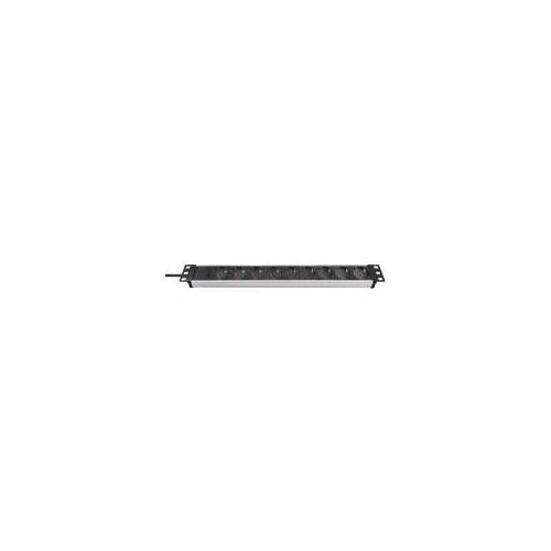 Brennenstuhl Premium Alu-Line 48,30cm (19")-Steckdosenleiste 9-fach ohne Schalter, alu/schwarz, 48,30cm (19") breit und 1 HE hoch, Zum Einbau in 48,30cm (19") Netzwerk- oder Serverschränke, Stabile, formschöne Kompaktleisten aus Aluminium, afbeelding 1