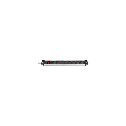 Brennenstuhl Premium-Alu-Line - Verlängerungsschnur (Rack - einbaufähig) - output connectors: 8 - 1U - 48,3 cm (19") - 2,0m - Schwarz, Aluminium (1390007018) afbeelding 1