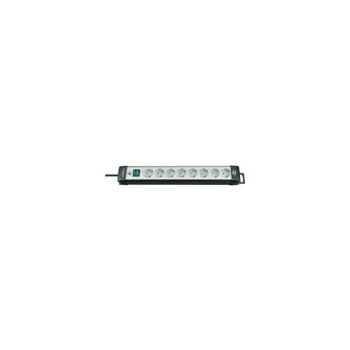 Brennenstuhl Premium-Line 8-fach schwarz/lichtgrau Premium-Line Steckdosenleiste 8-fach schwarz/lichtgrau, 5 m Kabel H05VV-F 3G1,5, Mit Schalter, Stabile, formschöne Kompakt-Steckdosenleiste aus hochbruchfestem Spezial-Kunststoff, 1951580101 - 4007123624386 - image 1