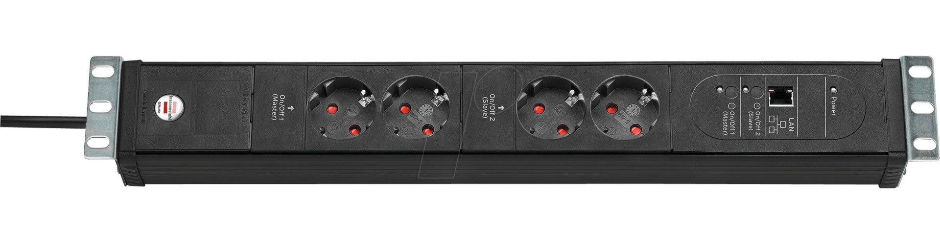 brennenstuhl Premium-Web-Line V3 - Steckdosenleiste (Rack - einbaufähig) - Ethernet - Ausgangsanschlüsse: 4 - 48,3 cm (19") - 3,0m Schnur - Schwarz (1156057984) afbeelding 1