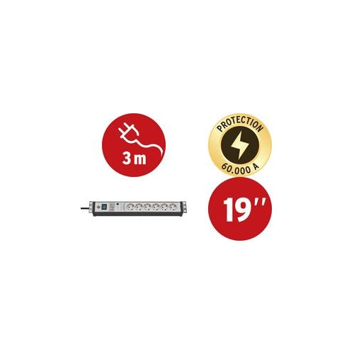 brennenstuhl 48,30cm (19") Steckdosenleiste Premium-Line, 6-fach - für den Markt: D / NL / A / L - 1 Stück (1156057696) afbeelding 1