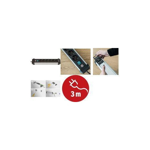 1391030600 Steckdosenleiste mit Schalter Silber-Schwarz Schutzkontakt 1 St. (1391030600) - 4007123677382 - image 1