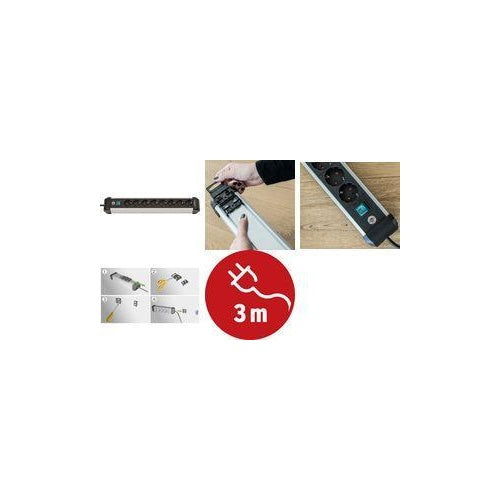 1391030800 Steckdosenleiste mit Schalter silver-black Schutzkontakt 1 St. (1391030800) afbeelding 1