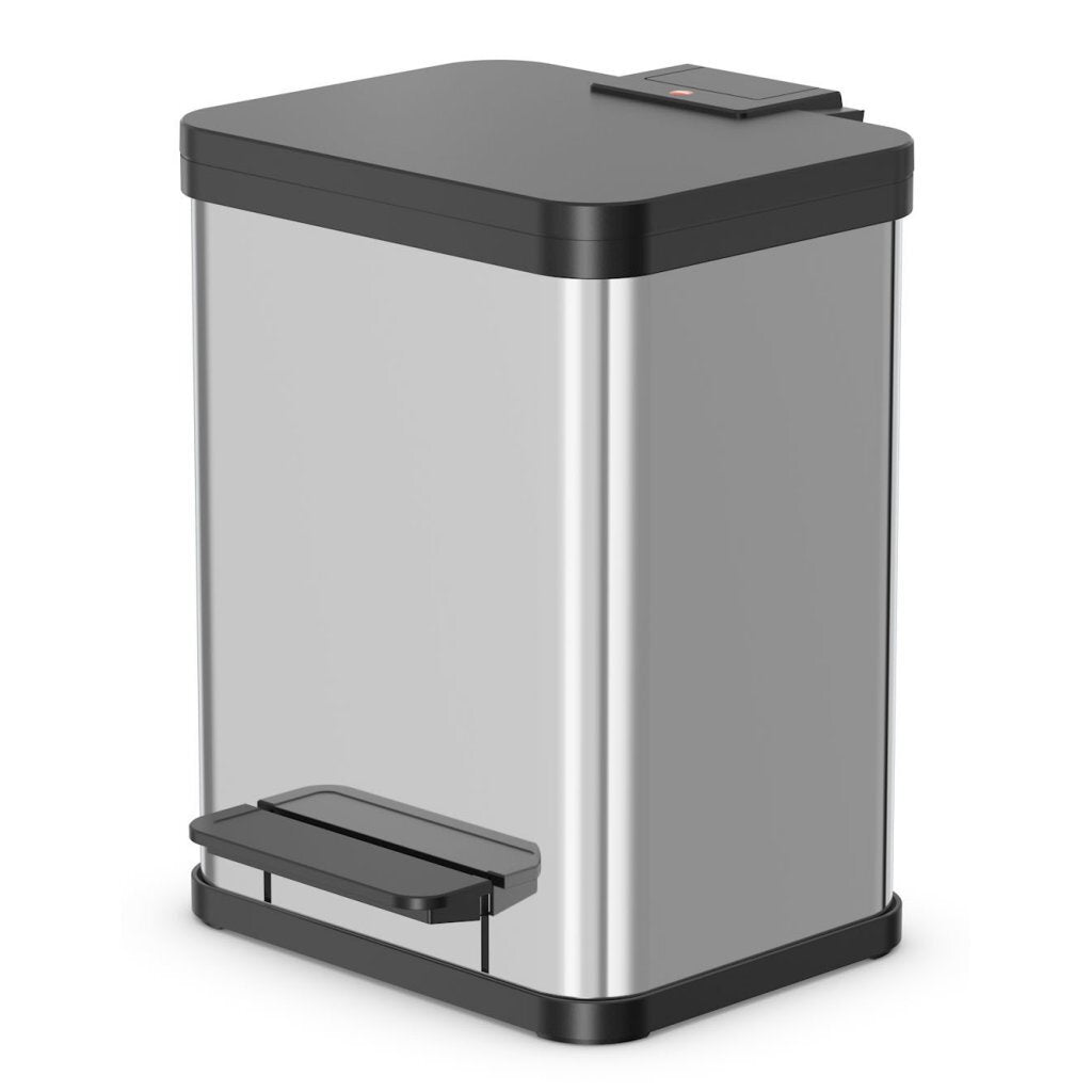Hailo Oko Duo Plus M Pedal Bin 2x9L - Stainless Steel/Black Waste Separation