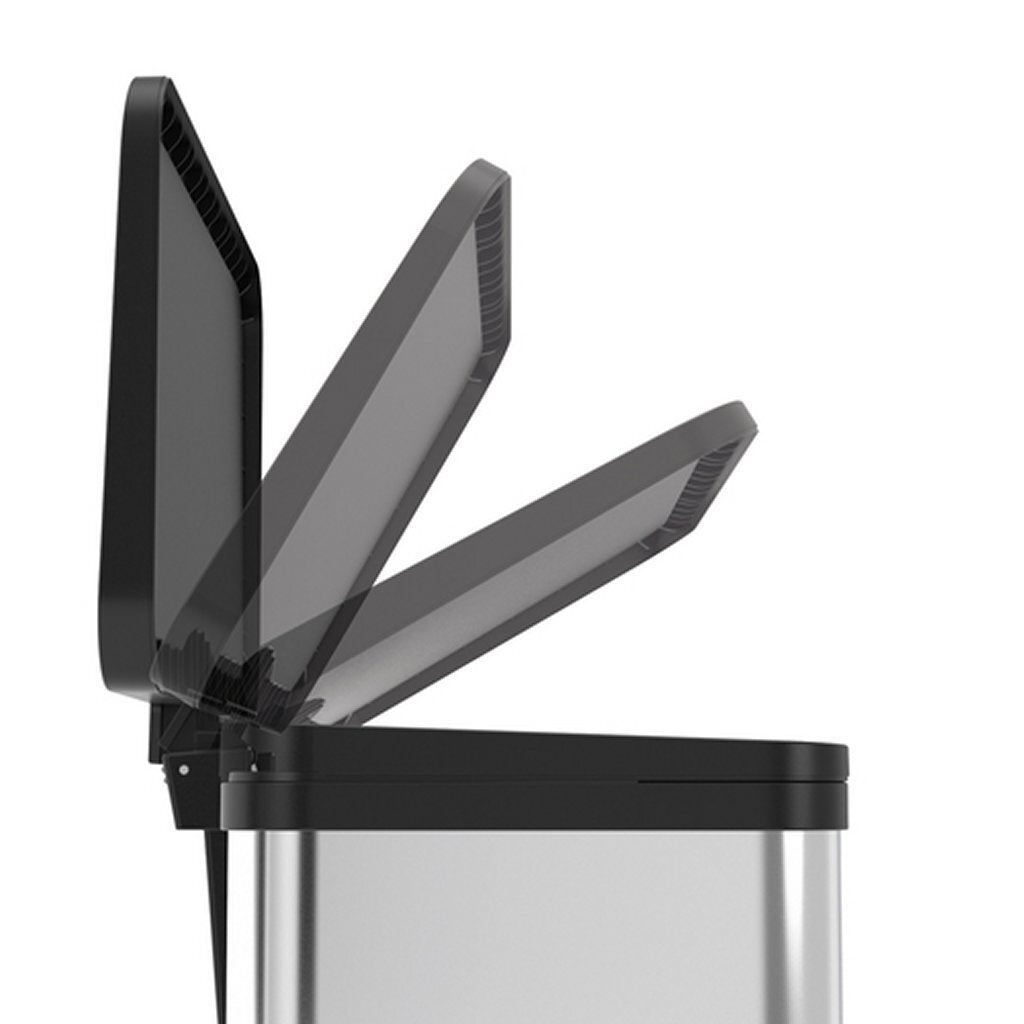 Hailo Oko Duo Plus M Pedal Bin 2x9L - Stainless Steel/Black Waste Separation