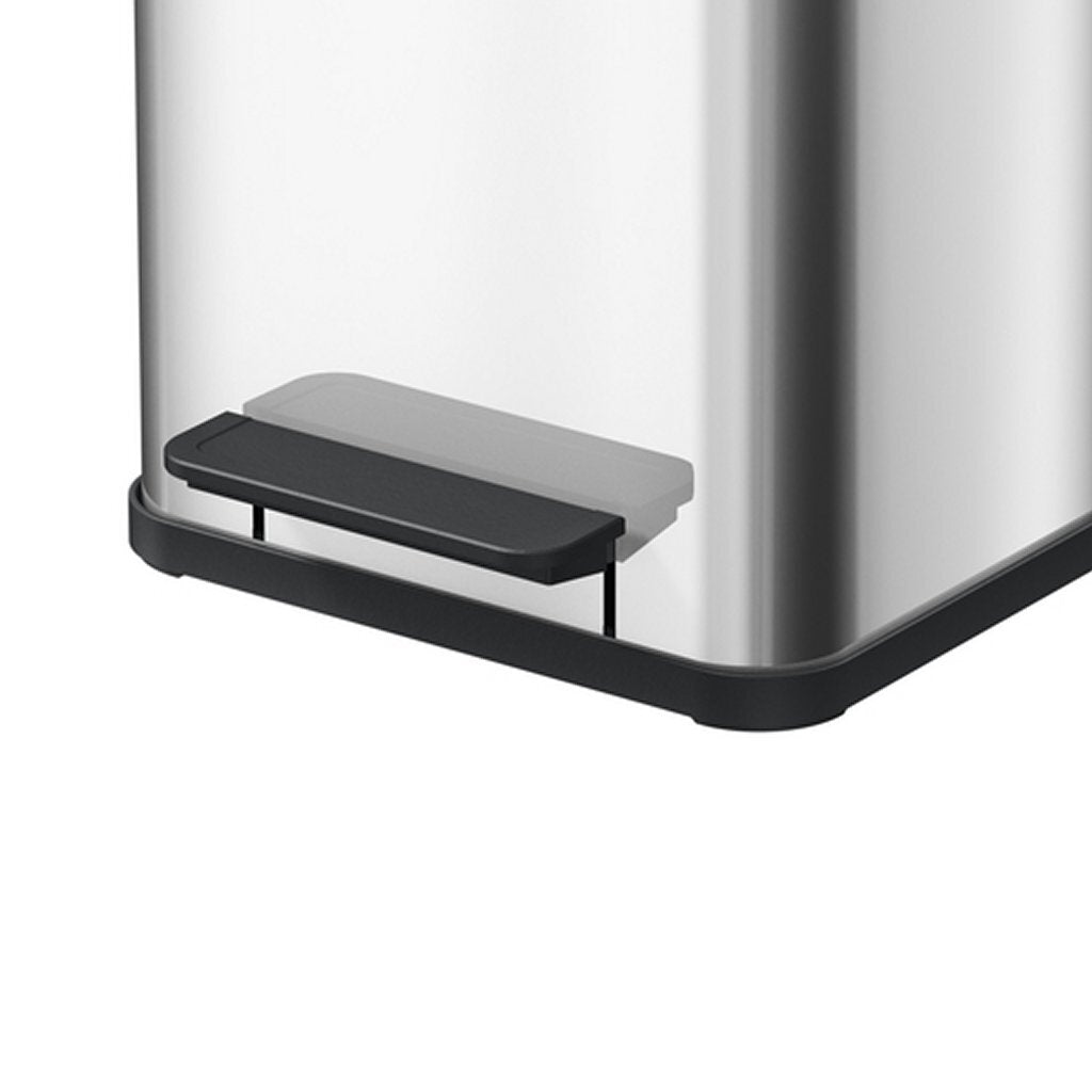 Hailo Oko Duo Plus M Pedal Bin 2x9L - Stainless Steel/Black Waste Separation