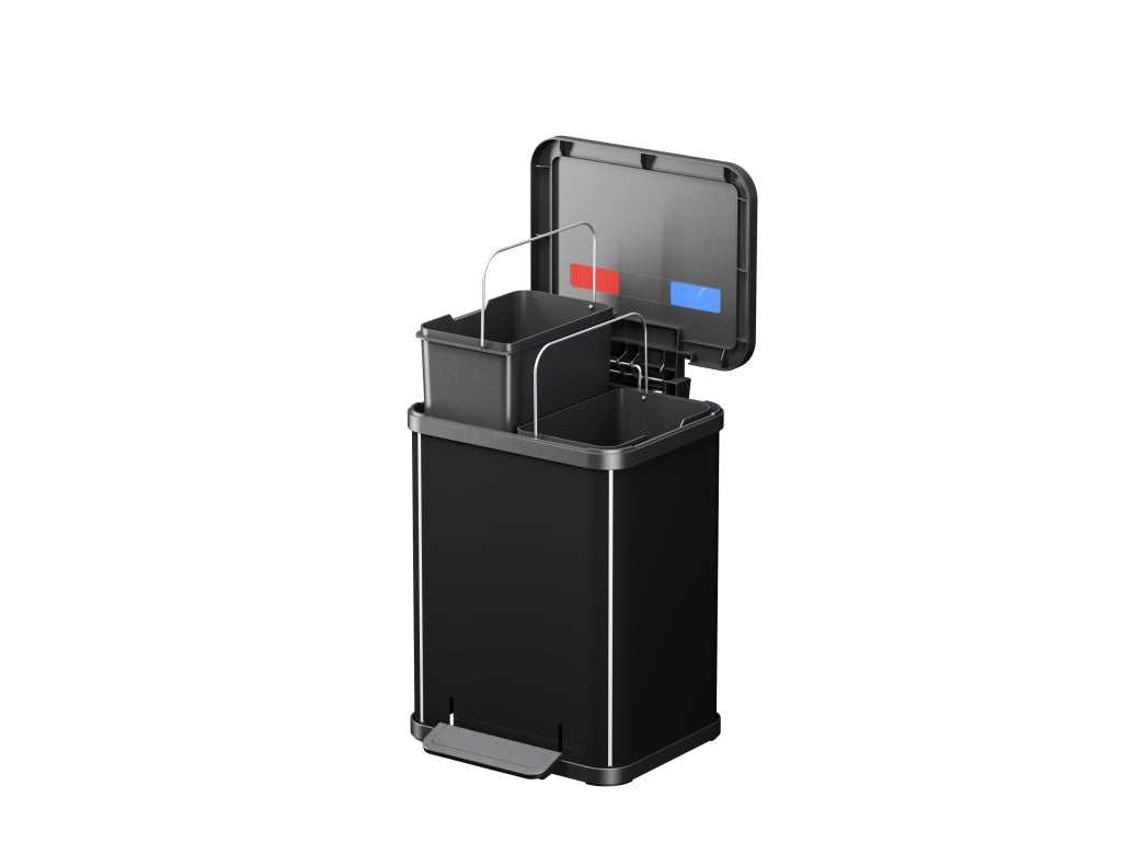 Hailo Öko Duo Plus M Pedal Bin 2x9L Silver/Black 0622-260